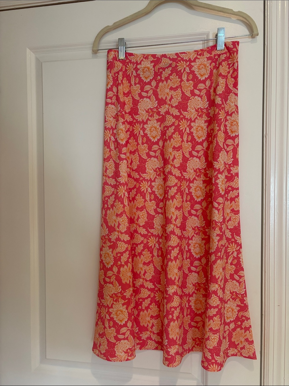 Floral Pink and Orange A-Line Women's Skirt